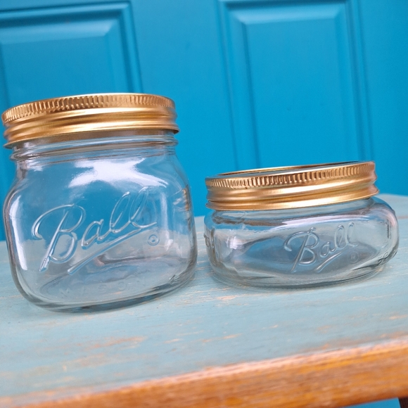 2 Ball Mason Jars Widemouth Glass Unique Size 250ml 500ML Jar w Lid Flat Short - Picture 12 of 16